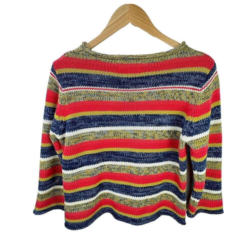 Multicolor Stripe Sweater Cotton Crew Neck Pullover Sz M** Runs Small